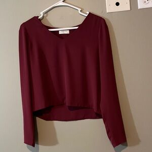 Babaton Randy Long Sleeve Blouse Burgundy Wine S